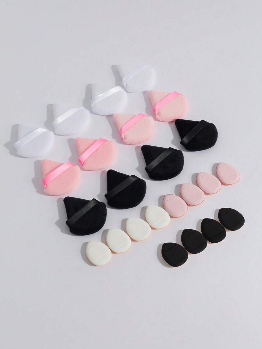 Bông phấn trang điểm , 12 cái Bột Puff & 12 cái Nhỏ bé Mỹ phẩm Bọt biển Trang điểm Máy xay - Nhiều màu - Xem 1