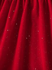 SHEIN Young Girl Contrast Lace Puff Sleeve Button Front Dress