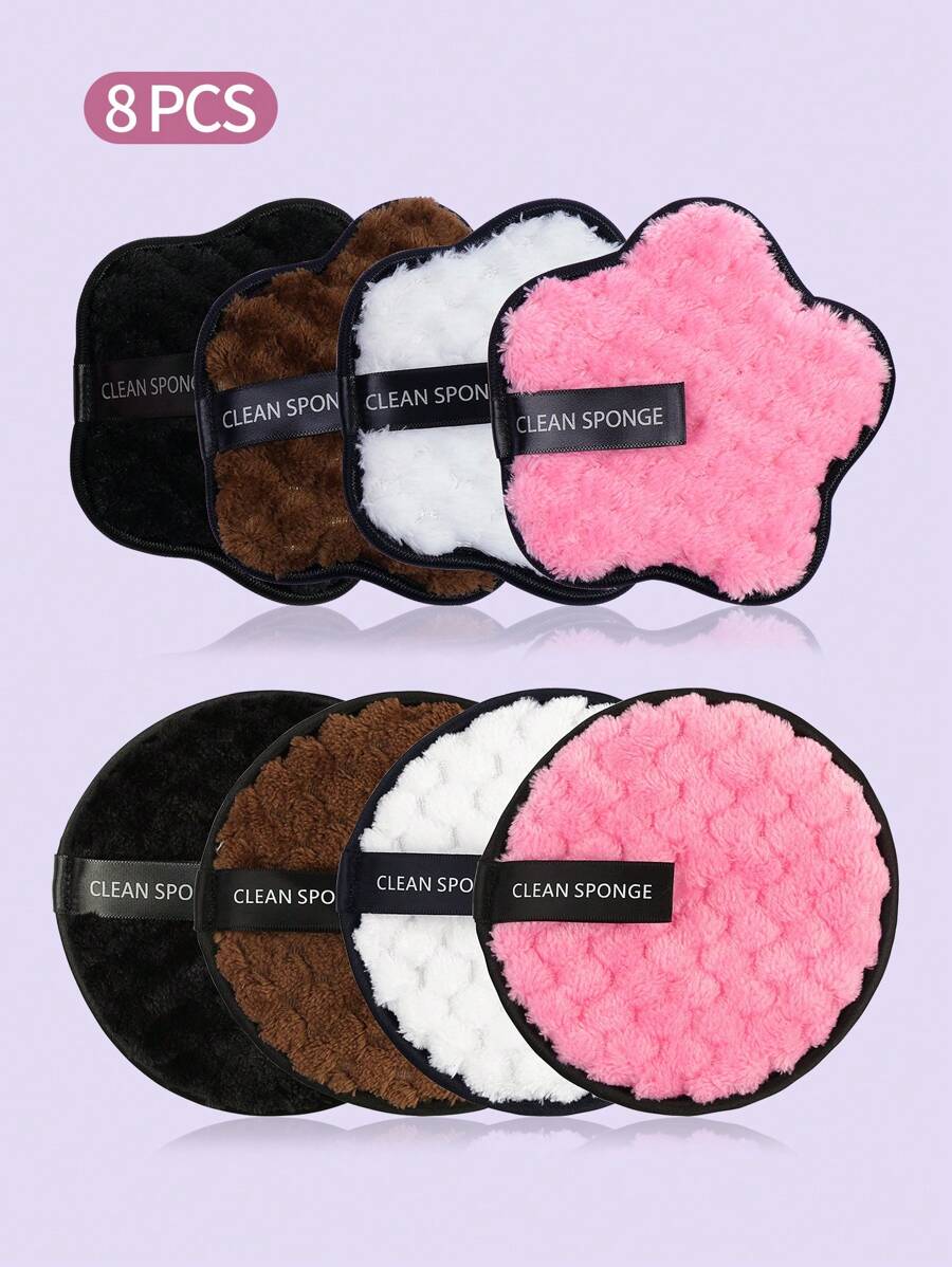 Face Washing Facial Cleansing Pads,8Pcs Makeup Remover Puff Reusable Facial Sponge - Multicolor - View 1