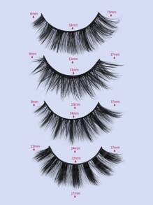 20对自然蓬松混合款假睫毛，带收纳盒，适合日常佩戴，卡通风格，旅行必备 - 黑色 - 查看 3