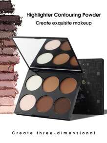 修容粉，1入組 6 色高光和陰影多功能立體提亮修容調色板 - 彩色 - 查看 2