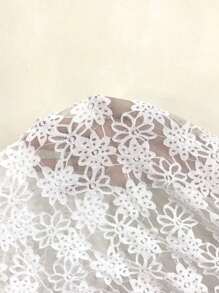 SHEIN LUNE Open Front Crop Lace Jacket For Holiday Party Clothes - White - View 7