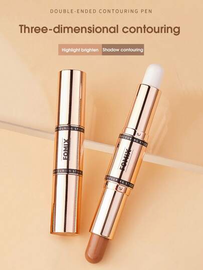 FOMIX Double Ended Highlight & Contouring Stick,1Pc Multi-Function Contouring Stick Matte Contouring Nose Shadow Contour Wand