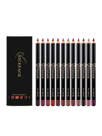 NICEAFCE 不易脫妝唇線筆,持久穿戴高度色素沉著唇線筆鉛筆成套工具口紅美妝套裝