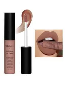 QIBEST لينة ماتي كريم شفاه , عالي مصطبغة يدوم طويلا ارتداء غير لاصق فنجان احمر الشفاة سائل ملمع شفاه ملمع شفاه - 10 Sea Salt Milk Coffee - مشاهدة 2