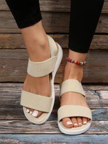 女士露趾運動戶外彈性涼鞋 - 米色 - 查看 7