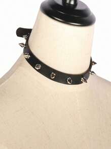 1 件男士深色哥德式 Pu 皮革頸鍊,帶有小鉚釘,女式龐克搖滾酷炫鉚釘頸鍊,男女通用珠寶,適合角色扮演和禮品 - 黑色 - 查看 2