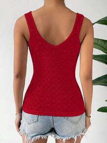 Chiquease Áo khoác và áo lót dành cho xe tăng nữ Nhẫn Trọn gói Tranh thêu màu trơn Giải trí - Đỏ - Xem 2