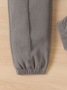 SHEIN Toddler Boys Solid Knot Front Trousers - Dark Grey - View 3