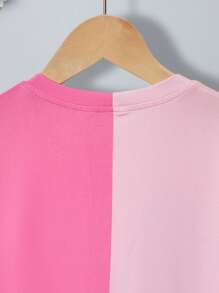 SHEIN Tween Girl Y2K可愛彩色區塊印花塗鴉針織T卹 - 粉色 - 查看 7