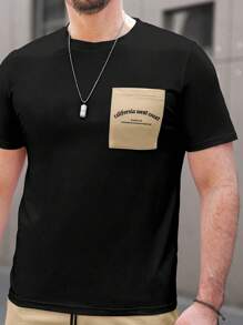 Manfinity Homme Men Slogan Graphic Tee & Drawstring Waist Shorts - Multicolor - View 3