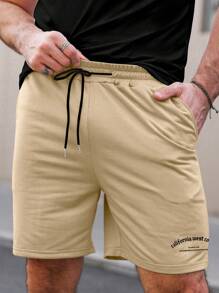 Manfinity Homme Men Slogan Graphic Tee & Drawstring Waist Shorts - Multicolor - View 7