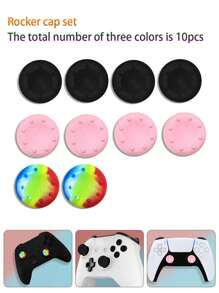 10入組/套粉色、黑色、多色圓點組合拇指搖桿握把蓋，兼容Ps4、Ps5、Xbox、Xbox360、XboxElite - 彩色 - 查看 1