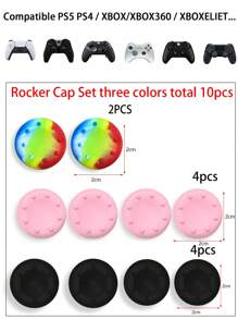 10入組/套粉色、黑色、多色圓點組合拇指搖桿握把蓋，兼容Ps4、Ps5、Xbox、Xbox360、XboxElite - 彩色 - 查看 3