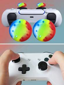 10入組/套粉色、黑色、多色圓點組合拇指搖桿握把蓋，兼容Ps4、Ps5、Xbox、Xbox360、XboxElite - 彩色 - 查看 4