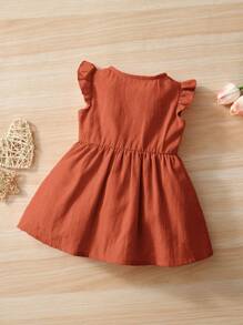 SHEIN Baby Girl Casual Comfortable Hooded Sleeve Dress, Suitable For Spring/Summer