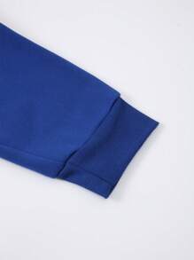 Men Letter Graphic Drop Shoulder Hoodie - Blue - View 3