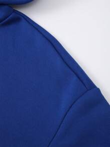Men Letter Graphic Drop Shoulder Hoodie - Blue - View 5