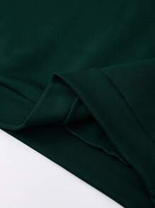 Manfinity Dauomo 男士字母圖案加絨內裏連帽衫 - 墨綠色 - 查看 3