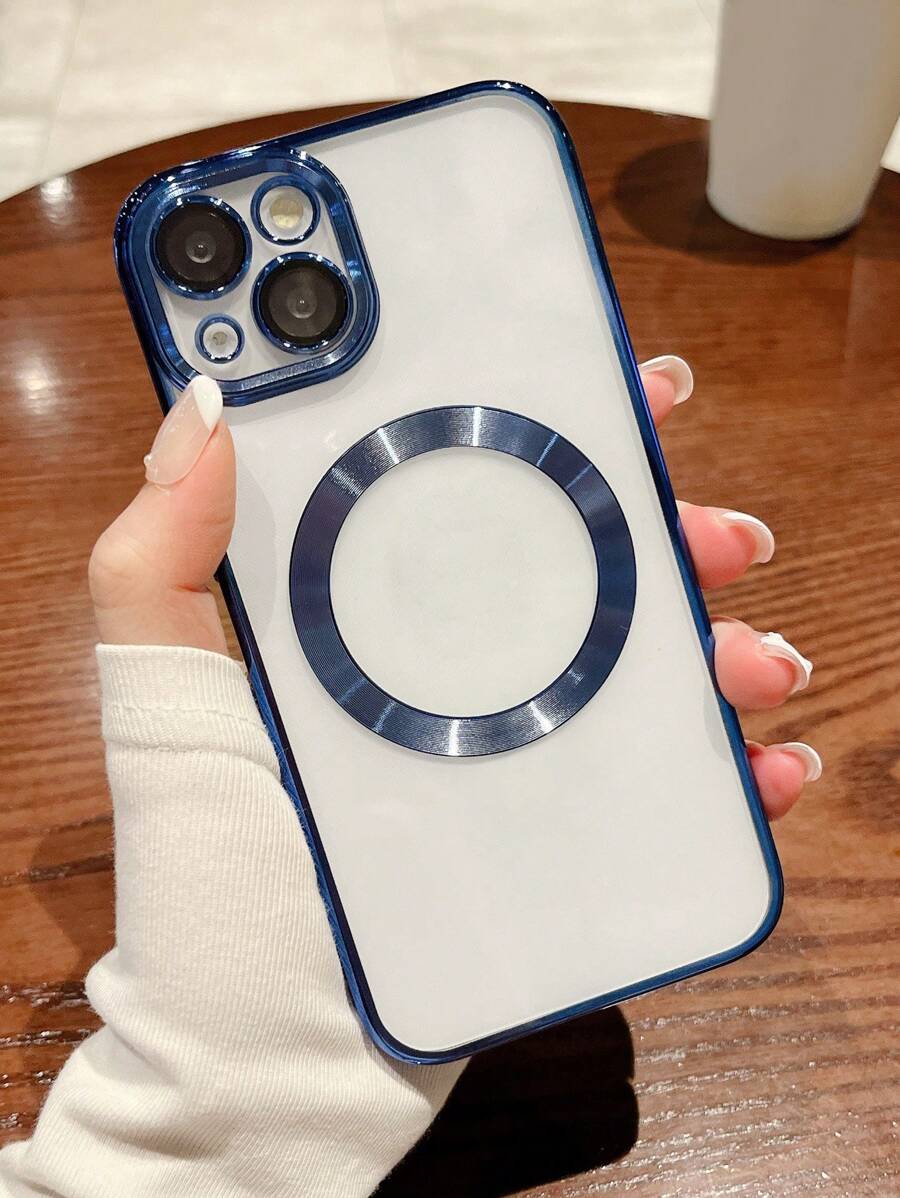 One Electroplated Magnetic Adsorption Soft Phone Case Compatible With Iphone - Clear - View 1