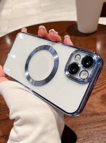 One Electroplated Magnetic Adsorption Soft Phone Case Compatible With Iphone - Clear - View 2