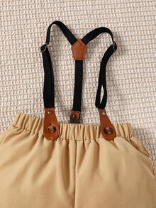 SHEIN Young Boy Striped Bow Front Shirt & Suspender Trousers Set - Multicolor - View 7