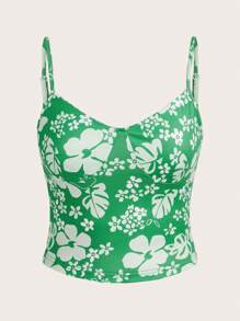 SHEIN ICON Y2K Paisley Floral All Over Print Camisole Tank Top For Women - Green - View 1