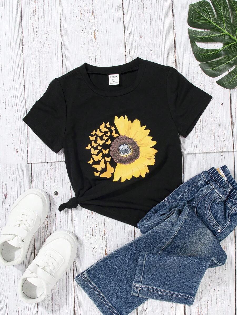 Tops con gái lớn Hoa Giải trí - màu đen - Xem 1