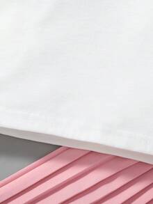 SHEIN Bộ thời trang bé gái Nơ Bướm Xếp li Hoạt hình Giải trí - Nhiều màu - Xem 7