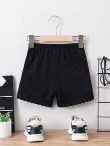 SHEIN Toddler Boys Expression Print Shorts - Black - View 2