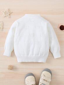 Baby Pointelle Knit Button Front Cardigan - White - View 2