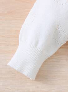 Baby Pointelle Knit Button Front Cardigan - White - View 3