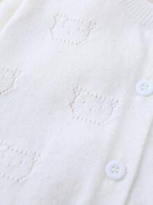 Baby Pointelle Knit Button Front Cardigan - White - View 5