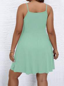Calvaya Plus Cut Out Front Cami Dress - Green - View 2