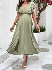 SHEIN Maternity Butterfly Sleeve Split Thigh Dress