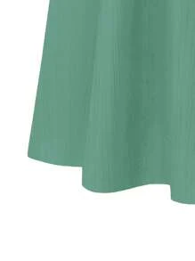 SHEIN Clasi Plus Solid Flare Skirt - Green - View 3