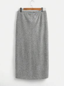 SHEIN LUNE Plus Ribbed Knit Tank Top & Drawstring Waist Split Thigh Skirt - Grey - View 5