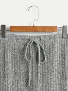 SHEIN LUNE Plus Ribbed Knit Tank Top & Drawstring Waist Split Thigh Skirt - Grey - View 9