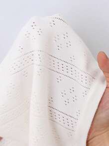 嬰兒前紐扣網眼針織連身短褲 - 白色 - 查看 7