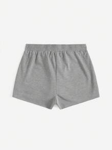 SHEIN EZwear Quần đùi nữ Đắp vá Lá thư Giải trí - Xám - Xem 2