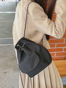Small Drawstring Backpack Black Casual - Black - View 8