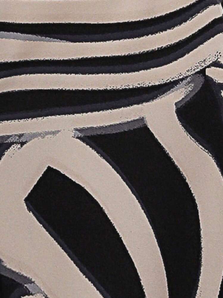 SHEIN VCAY Croisé À Nœud T-Shirt Court & Imprimé Graphique Pantalon Ample - Noir - Voir 6