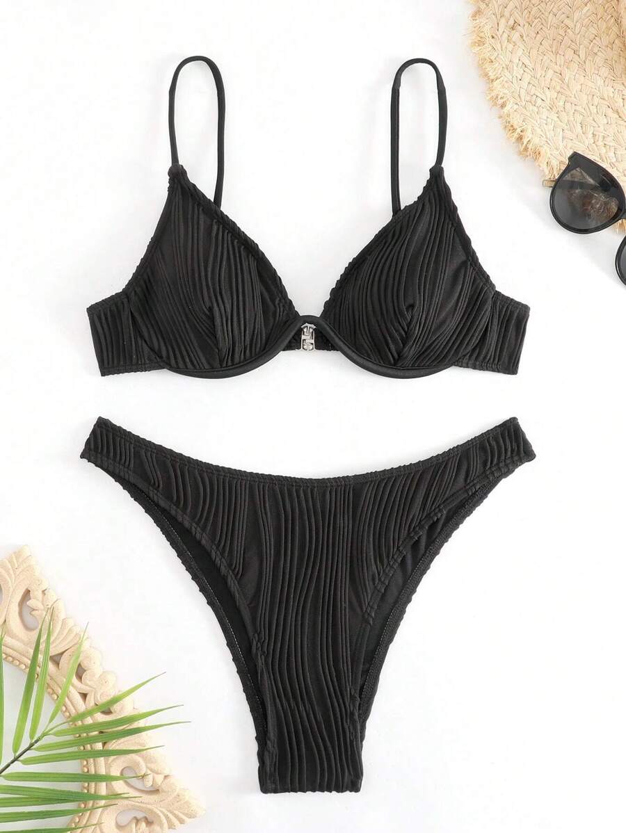 SHEIN Swim Summer Beach Solid Underwire Bikini Set Micro Bikini Setswimsuit SetTwo Pieces Bikini