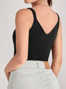 SHEIN Frenchy Contrast Lace Wide Strap Top