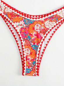 Paisley Print Whip Stitch Bikini Set - Multicolor - View 7