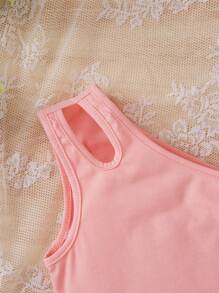 SHEIN Leap Crew Tween Girl One Shoulder Cut Out Top & Floral Print Skirt - Baby Pink - View 3