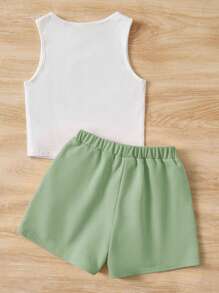 SHEIN Tween Mädchen Tank Top und Shorts mit Buchstabengrafik