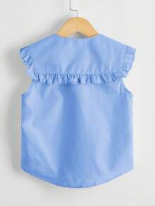 SHEIN Toddler Girls Statement Collar High Low Hem Sleeveless Blouse - Baby Blue - View 2