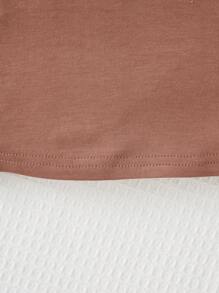 SHEIN Girls Solid Mock Neck Tank Top - Apricot - View 3