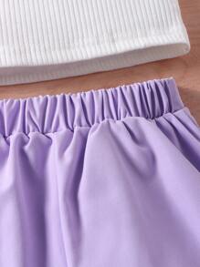 Toddler Girls Ribbed Knit Cami Top & Bow Front Skirt Set - Multicolor - View 6